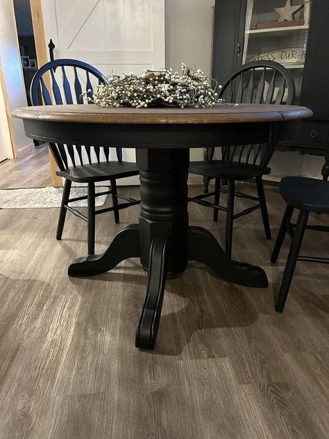 Paint It Beautiful | I 🖤 coal black by Fusion Mineral Paint | Facebook Paint Table, Refinished Table, Fusion Paint, Kitchen Table Chairs, Kitchen Decor Apartment, Kitchen Blinds, Furniture Repair, Fusion Mineral Paint, Painted Table