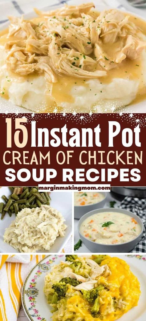 Cream of chicken soup is a great way to add flavor and creamy texture to your meals. These Instant Pot recipes using cream of chicken soup are comfort food classics that you'll want to make again and again! Cream Of Chicken Soup Recipes Instant Pot, Instant Pot Creamy Chicken Soup Recipes, Cream Of Chicken Soup Recipes Instapot, Instant Pot Cream Of Chicken Soup, Instant Pot Chicken With Cream Of Chicken Soup, Cream Of Mushroom Soup Recipes With Chicken Instapot, Instant Pot Cream Of Chicken Recipes, Cream Of Mushroom Chicken Instant Pot, Creamy Chicken Instant Pot