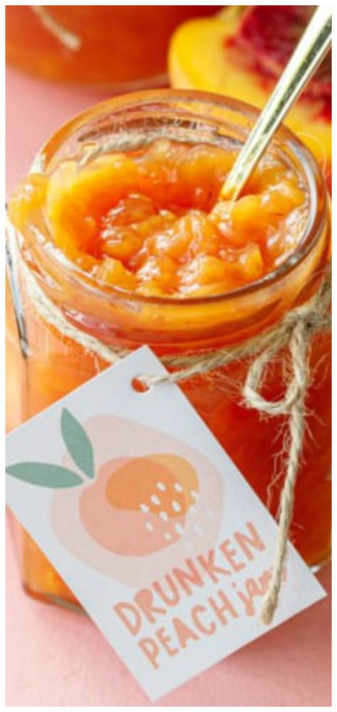 Fuzzy Navel Peach Jam, Bourbon Soaked Peaches, Smoked Peach Jam, Peach Bourbon Jam Recipe Canning, Peach Brandy Jam, Drunken Peaches, Peach Jams, Peach Bourbon Jam, Peach Jam Recipe No Pectin