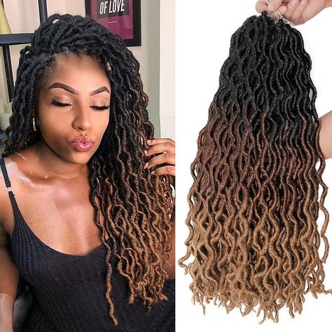 Crochet Hair Braids, Braids Goddess, Goddess Faux Locs, Crochet Locs, Ombre Crochet, Cornrows Braids For Black Women, Eco Hair, African Gold, Eco Life