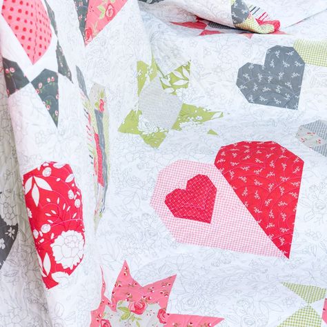 16 Patch Quilt, Learn To Quilt, Heart Quilts, Heart Quilt Pattern, Pdf Quilt Pattern, Almost Ready, Heart Quilt, Quilting Inspiration, Patch Quilt