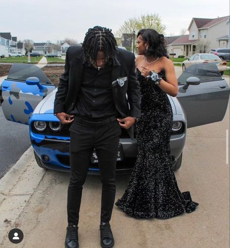 Prom 2k22 Black Couple, Black Prom Looks Couples, Prom Guys Outfits Black, Dark Red And Black Prom Couple, Prom Looks 2023 Black, Black Prom 2023, Black Prom Ideas Men, Black Prom Fits Couples, Prom Color Ideas For Couples Black