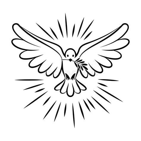 Holy Spirit Images, Dove Sketches, Love Birds Drawing, Dove Drawing, Christian Drawings, Holy Spirit Dove, White Pigeon, Christian Symbols, Vector Sketch