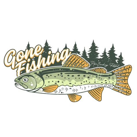 Available on Redbubble Trout Illustration, Fishing Illustration, Retro Fishing, Fishing Stickers, Fish Stickers, Fishing Posters Vintage, River Fish Illustration, Vintage Fishing Illustration, Trout Illustration Vintage