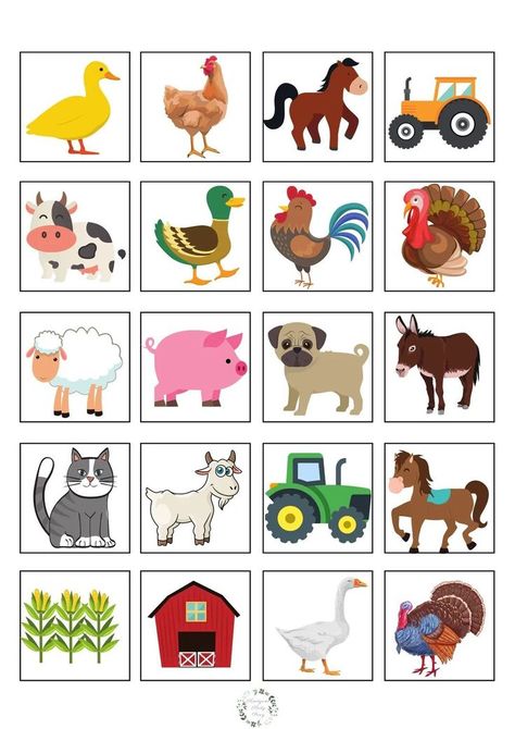 Farm Animal Memory Game, Farm Preschool, Warm Scarves, Kids Worksheets Preschool, Farm Activities, Baby Learning Activities, Kids English, Animal Activities, Preschool Activity