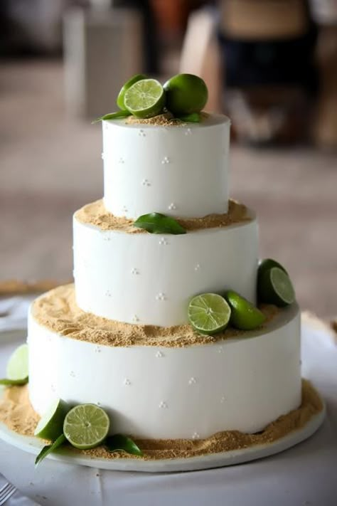 Key Lime Keylime Pie Wedding Cake, Wedding Key Lime Pie, Key Lime Pie Wedding, Lime Wedding Theme, Key Lime Wedding Cake, Key Lime Pie Wedding Cake, Palm Tree Wedding Cake, Key West Theme Party, Key West Wedding Ideas