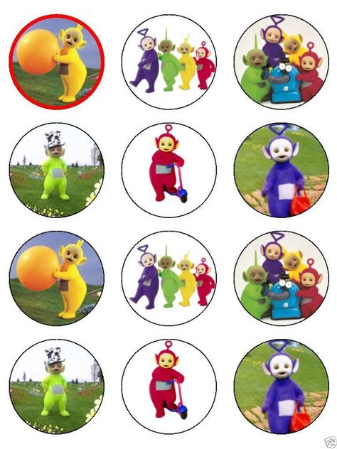 . Teletubbies Birthday Party Decorations, Teletubbies 1st Birthday, Teletubbies Cake Topper Printable, Fondant Teletubbies, Teletubbies Cake, 2nd Birthday Cake Boy, Laalaa Teletubbies, Frozen Cupcake Toppers, Barbie Doll Birthday Cake