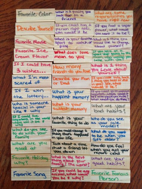 My very own conversation Jenga. Super easy to do! Therapy Games, School Social Work, Therapeutic Activities, Counseling Activities, Child Therapy, Family Therapy, Counseling Resources, Play Therapy, Group Therapy