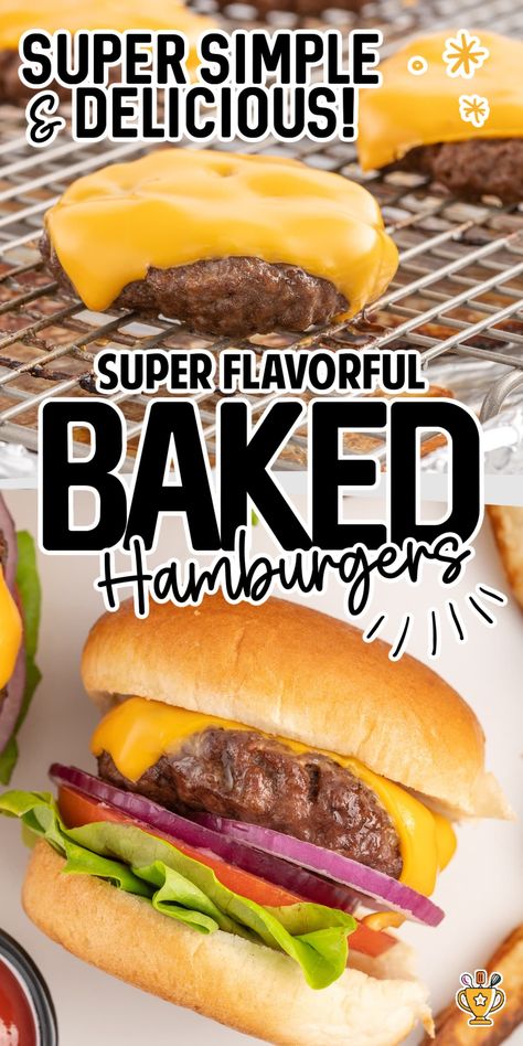 Baked hamburgers are juicy, flavorful, and easy to make for any occasion. Follow our simple recipe for perfect burgers every time. Pineapple Hamburger, Burgers Recipes, Hamburgers Recipes, Easy Hamburger Recipes, Juicy Hamburger Recipe, Oven Hamburgers, Oven Baked Burgers, Hamburger Recipes Easy, Oven Burgers