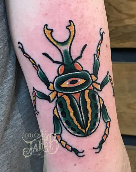 Green Goliath Beetle Jordan Tattoo, Fake Skin Tattoo, Goliath Beetle, Beetle Tattoo, Tattoo Catalog, Nerdy Tattoos, Green Tattoos, Traditional Tattoo Inspiration, Bug Tattoo