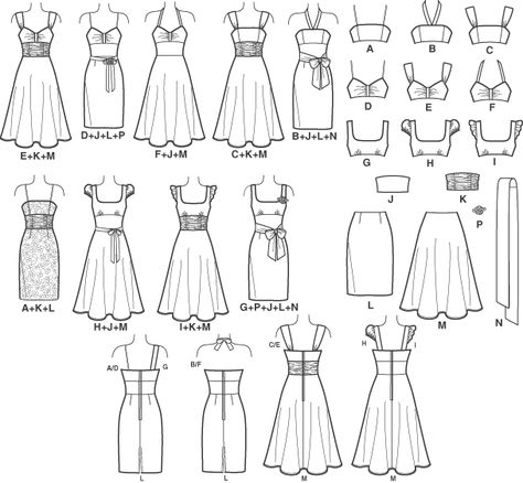 one sewing pattern, (almost) infinite options Pattern Construction, Lakaran Fesyen, Croquis Fashion, Making Clothes, Fashion Dictionary, Sewing 101, Cut Clothes, Fashion Vocabulary, Techniques Couture