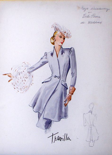 Hollywood Costumes | Three of Travilla's Evita sketches for Faye Dunaway Travilla Sketches, Hollywood Costume, Faye Dunaway, Feature Film, Costume Design, The Star, The Uk, Hollywood, Film