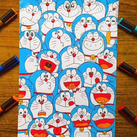 Super cute doraemon doodle! Feel free to pin it and try it in your style❤️ Doraemon Doodle Art, Doremon Doodle Art, Doraemon Journal, Doremon Drawing Cute, Doraemon Doodle, Doraemon Painting, Doraemon Drawing, Cute Doraemon, Drawing Ideas Easy Doodles