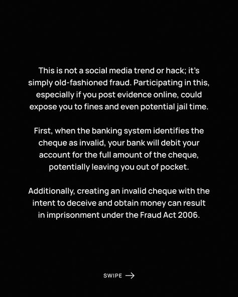 A recent technical error in Chase Bank's ATM system sparked a viral trend, with many flaunting thousands of pounds on social media. Initially dubbed an 'infinite money glitch,' the reality is far more serious. Exploiting this error constitutes bank fraud, carrying severe legal consequences. Swipe to learn about the potential fines and imprisonment that those involved may face. Follow us for more updates and legal insights on today's news. #tiktoktrend #tiktoktrends #moneyhack #infinitemoney... Bank Fraud, Infinite Money, The Great Hack Documentary, Surveillance Capitalism, Bitcoin Transaction Proof, Chase Bank, Social Media Trends, Viral Trend, News Today