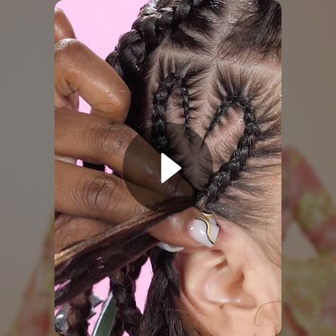 These Heart Braids Are🔥🔥🔥 Side Heart Braids, How To Do A Heart Braid, Heart Braided Ponytail, Heart Shape Braids, Heart Braids Hairstyle, Heart Box Braids, Heart Braided Hairstyles, Heart Cornrows, Heart Braid Tutorial