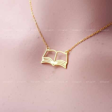 Book Necklace Open Book Necklace Book Lover Gift Bookworm - Etsy Australia Book Pendant, Book Necklace, Gold Book, Lovers Necklace, Book Jewelry, Gifts For Bookworms, Open Book, Rose Gold Necklace, Book Accessories