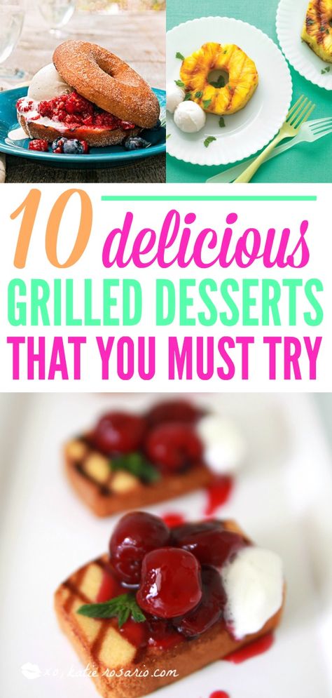 10 Delicious Grilled Dessert Recipes That You Must Try | Grilled desserts are perfect for summer backyard barbecue but can also be made easily on an indoor cast iron grill. Grilling dessert is a simple way to wow friends and family at your next barbecue and don’t forget to your grill fruit for a quick dessert! Delicious Desserts You Can Make on the Grill #xokatierosario #grilleddesserts #grillingfruit #grillingdesserts Easy Dinner Desserts, Dutch Oven Camping Recipes, Savory Dessert, Grilled Desserts, Quick Dessert, Iron Grill, Grilled Fruit, Cast Iron Grill, Summer Backyard