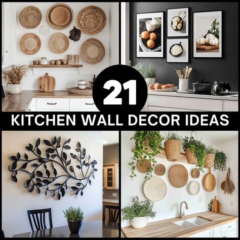 21 Budget-Friendly Kitchen Wall Decor Ideas You’ll Love Decorating Ideas For Kitchen Walls, Vintage Kitchen Wall Decor Ideas, Eat In Kitchen Wall Decor, Kitchen Wall Ideas Decor, Kitchen Empty Wall Ideas, Kitchen Gallery Wall Ideas, Large Kitchen Wall Decor Ideas, Empty Kitchen Wall Ideas, Pantry Wall Decor