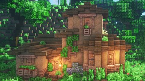 Jungle House I made : Minecraft Jungle Wood House Minecraft, Wood House Minecraft, Minecraft Jungle House, Cute Minecraft, Jungle House, Minecraft House Plans, Bangunan Minecraft, Minecraft Cottage, Easy Minecraft Houses