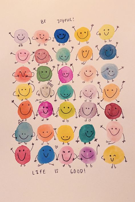 Fingerprint Art, Aktiviti Kanak-kanak, Aktivitas Montessori, Smiley Faces, Doodle Art Designs, Watercolor Cards, Doodle Drawings, Diy Cards, Art Classes