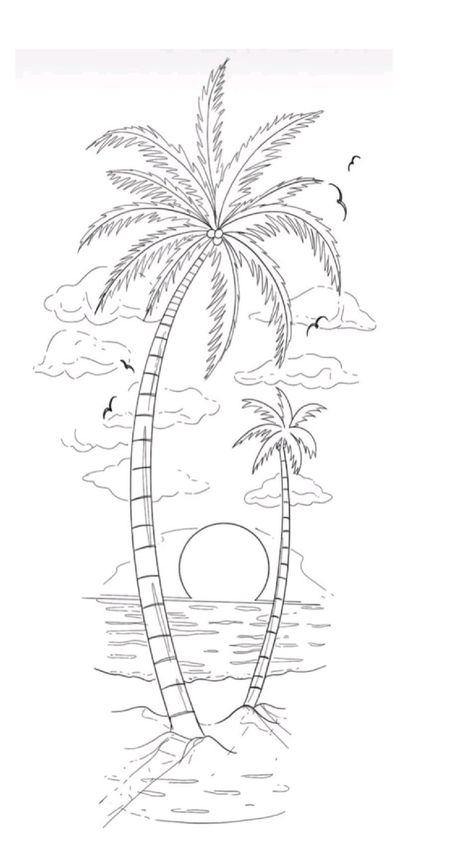 Palm Tree Sketch, Drum Tattoo, Hexagon Tattoo, Palm Tree Drawing, Traditional Tattoo Old School, Palm Tattoos, Muster Tattoos, Cool Forearm Tattoos, Tree Tattoo Designs