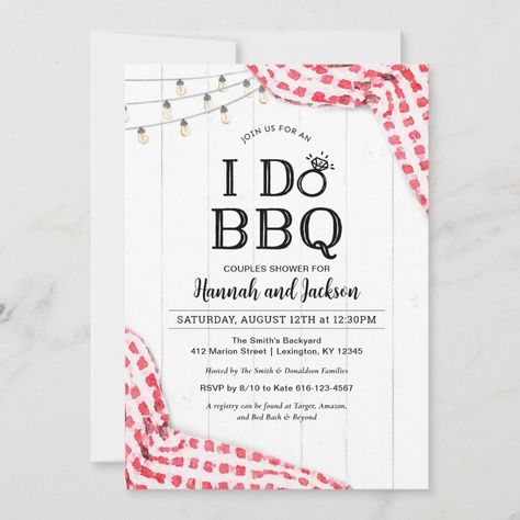 I Do BBQ Invitation  Zazzle Casual Rehearsal Dinner, Themed Rehearsal Dinner, Red Picnic, Backyard Celebration, I Do Bbq, Bbq Invitation, Rehearsal Dinner Invitation, Rehearsal Dinner Invitations, Bbq Party