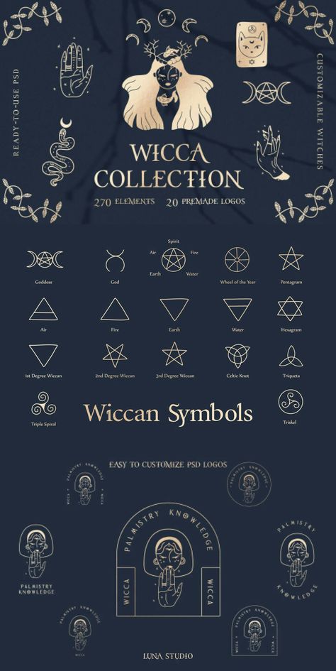 Witchcraft Drawing, Witchcraft Ideas, Wicca Symbols, Witchcraft Symbols, Witch Symbols, Wicca For Beginners, Magick Symbols, Pagan Symbols, Wiccan Symbols