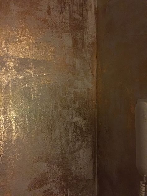 Gold foiled entry in early stages-- this pic was taken somewhere around the third round of size and foil @suitepieces #artisanenhancements Closet Studio, Wall Texture, Paint Effects, Painted Wall, Gold Walls, Gold Flakes, Wall Paint, Textured Walls, Gold Foil