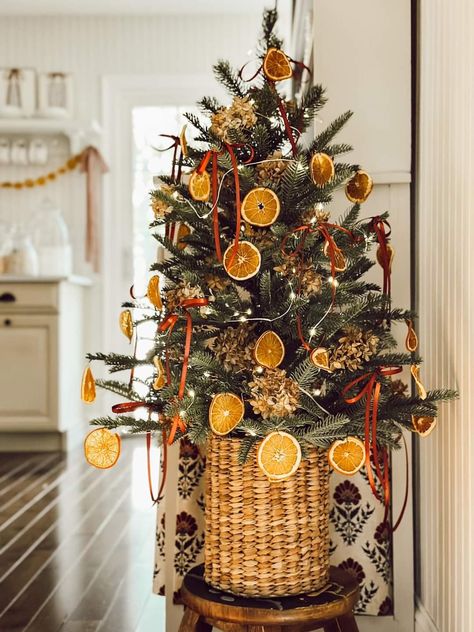 Christmas Trees With Dried Oranges, Orange On Christmas Tree, Christmas Tree With Orange Garland, Dried Orange And Apple Garland, Orange Slices Dried, Orange Slice Tree Decorations, Christmas Orange Slices, Wreath With Orange Slices, Christmas Oranges Decorations