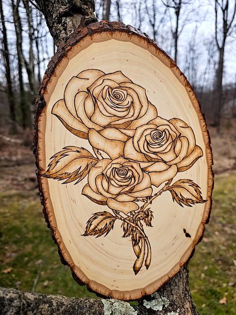 "Handmade wood burned basswood plaque with original Rose art 12\"x8\" includes wall hanger (Colors may vary from listing photos)" Wood Burning For Beginners Tutorials, Aesthetic Wood Burning, Wood Burning Lighthouse, Heart Wood Crafts, Wood Burning Art Ideas, Wood Burn Art, Simple Wood Burning Patterns, Wood Burning Ideas For Beginners Simple, Burning On Wood