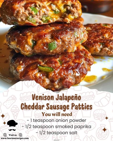 Venison Sausage Recipes, Ground Venison Recipes, Ground Sausage Recipes, Venison Sausage, Sausage Burgers, Deer Recipes, Sausage Patties, Breakfast Sausage Recipes, Ground Venison