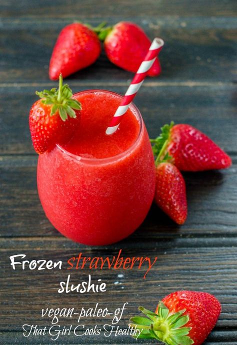 Frozen Strawberry Desserts, Strawberry Slushie, Frozen Strawberry Lemonade Recipe, Frozen Strawberry Margarita, Frozen Strawberry Daiquiri, Frozen Fruit Recipes, Strawberry Frozen Yogurt, Strawberry Slush, Slush Recipes