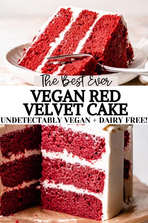 Gluten Free Red Velvet Cake, Vegan Red Velvet Cake, Homemade Red Velvet Cake, Dairy Free Cream Cheese Frosting, Vegan Red Velvet, Vegan Cream Cheese Frosting, Dairy Free Cream Cheese, Red Velvet Cake Recipe, Velvet Cake Recipes