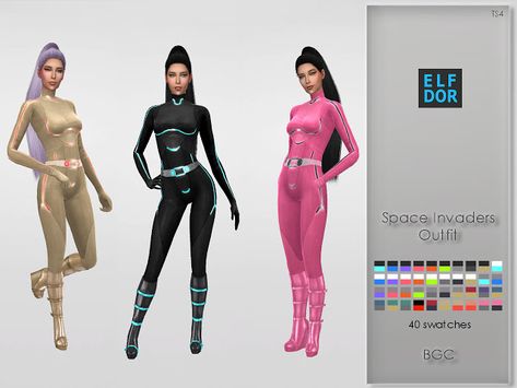 Space Invaders Outfits - ELFDOR Ts4 Alien Clothes Cc, Sims 4 Catsuit, Sims 4 Cc Alien Clothes, Alien Sims 4, Sims 4 Alien Cc Clothes, Sims 4 Cc Space, Sims 4 Space Cc, Sims 4 Futuristic Cc, Sims 4 Jumpsuit