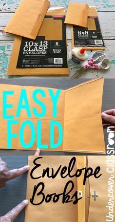 Learn how to make a book out of a large envelope that can be used in your classroom. Brochure Diy, Book Envelope, Envelope Craft, Envelope Book, Make A Book, Mini Envelope, How To Make An Envelope, Large Envelope, Diy Envelope