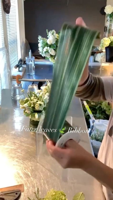 How To Hide Stems In Clear Vase, Leaf Ribbon, Clear Vase, Faux Leaf, Bad And Boujee, Leaf Pattern, Flower Vases, Celery, Holiday Crafts