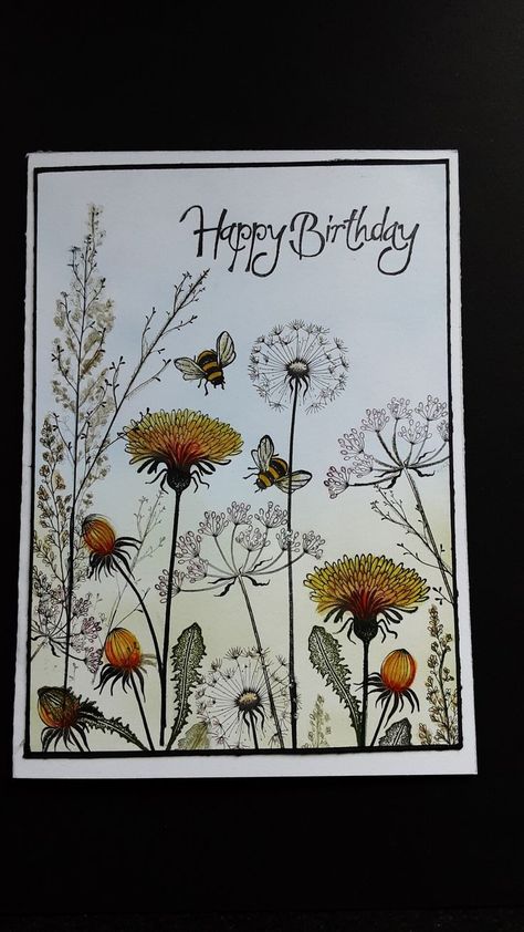 Paper Card Design, Bee Birthday Cards, Lavinia Cards, Lavinia Stamps Cards, Watercolor Birthday Cards, Sunflower Cards, Silhouette Cards, Nature Card, Hand Made Greeting Cards