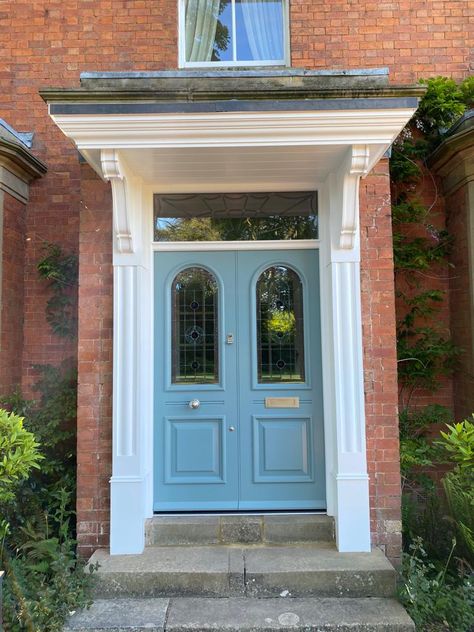 Georgian Porch • Old English Doors Georgian Front Door Colours, Georgian Front Porch, Georgian Porch, English Front Door, English Door, Georgian Front Door Ideas, Georgian House Front Door, Georgian Style Homes Exterior Uk, Georgian Front Door