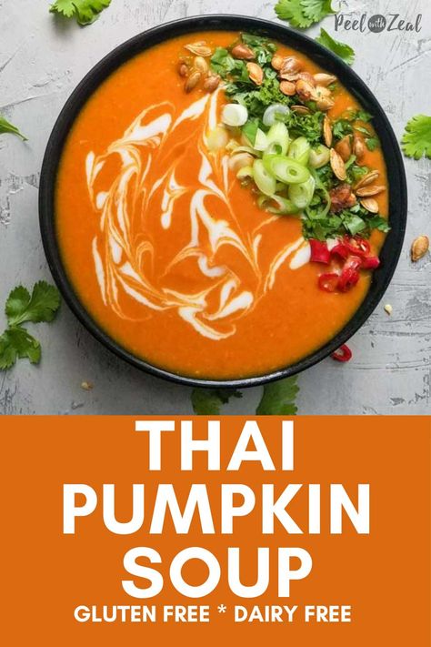 Pumpkin Soup With Coconut Milk, Paleo Fall Recipes, On The Go Lunch, Thai Pumpkin Soup, Soup With Coconut Milk, Coconut Milk Soup, Pumpkin Soup Recipe, Spicy Thai, Best Soup Recipes