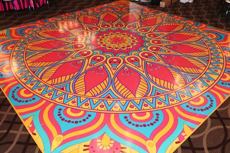 Custom Decal Dance Floor Wrap Gloss Removable Vinyl Indian Sangeet Ceremony Wedding Mehdi Mandala Full Color Print Custom Decal Floor Wrap - Etsy Canada Mehndi Dance Floor, Sangeet Dance Floor, Mehndi Decoration Ideas, Dance Floor Wrap, Indian Sangeet, Mehndi Decoration, Dance Floor Vinyl, Outdoor Dance Floors, Sangeet Ceremony