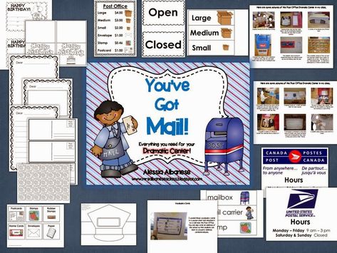 Play Post Office, Post Office Play, Writers Workshop Kindergarten, Mailing Letters, Kindergarten Classroom Themes, Post Office Dramatic Play, Office Dramatic Play, Dramatic Play Themes, Dramatic Play Center