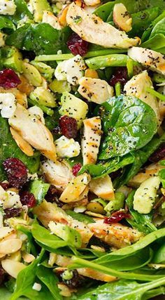 Salad Coleslaw, Avocado Spinach Salad, Healthy Lunch Salad, Salad Recipes Healthy Lunch, Spinach Salad With Chicken, Salad Recipes Lunch, Salad With Chicken, Resep Salad, Poppy Seed Dressing