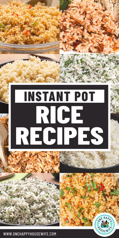 A collection of super easy and delicious Instant Pot Rice Recipes. White rice, brown rice, cilantro lime rice, and more! #instantpot #rice #pressurecooker via @onehappyhousewife Broccoli Asian, Instant Pot Rice Recipes, Chinese Congee, Soup Chinese, Grains Recipes, Jasmine Rice Recipes, Rice Curry, Instant Pot Rice, Wild Rice Pilaf