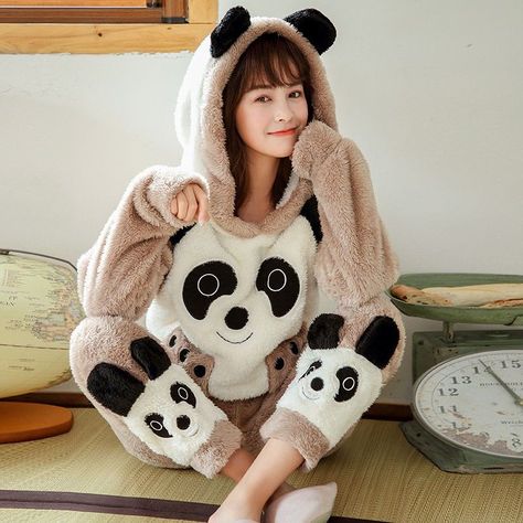 Cute overalls for women are great for the fall season or during the winter season! This Kawaii Panda Hoodie Ears Onesie Pajama Sweater is a cute korean outfits casual for women. Winter Loungewear, Winter Pjs, Cow Costume, Cute Minions, Accessoires Iphone, Cute Sleepwear, Pajama Suit, Baby Tees Y2k, Y2k Baby Tee