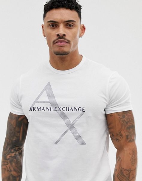 Mens Pattern, Armani Tshirt, Cloth Design, Mens Summer T Shirts, Text Logo, Armani Exchange, Logo T Shirt, Calgary, Mens Summer