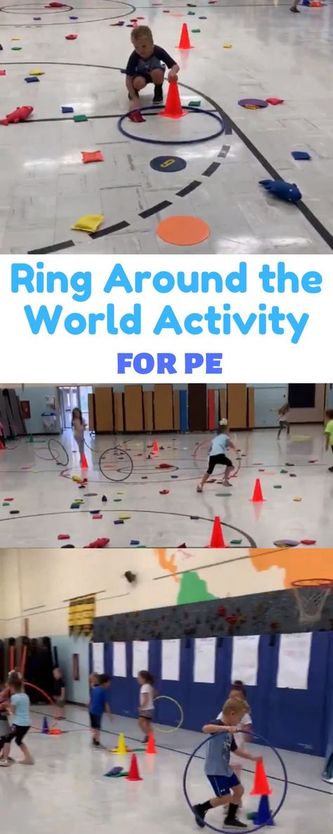 Ring Around the World Activity for PE - S&S Blog | Physical activities for kids, Physical education activities, Gym games for kids Around The World Games For Kids, First Grade Gym Games, Pe Games For 1st Grade, Prek Pe Activities, First Grade Pe Games, Adaptive Pe Games, Elementary Group Games, Pe Kindergarten Games, Kindergarten Pe Activities