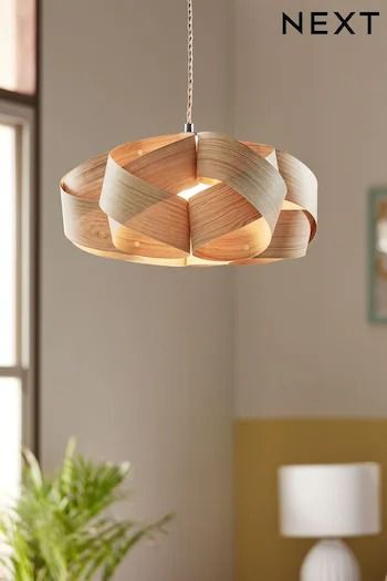 Ceiling Lights | Pendant & Flush Ceiling Lights | Next UK Wooden Light Shades Ceiling, Dunelm Lighting, Lounge Lighting Ceiling, Hall Lighting Ideas, Light Shades Ceiling, Ceiling Lights Uk, Beige Bedroom Ideas, Wood Lampshade, Wooden Light Fixtures