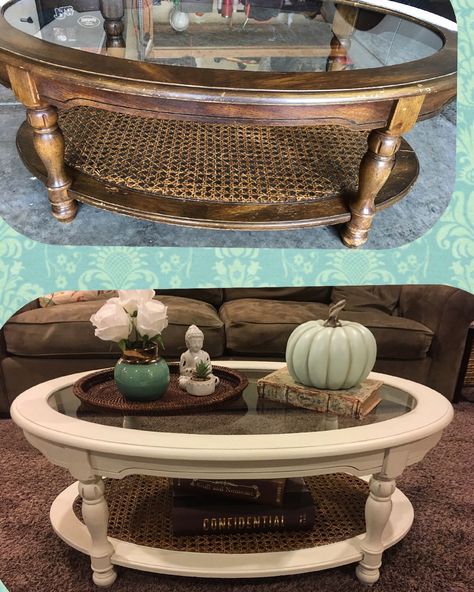 Before and after: Old coffee table makeover. Chalk paint. Chalk Paint Coffee Table, Waiting Room Decor, Coffee Table Redo, Coffee Table Makeover, Old Coffee Tables, Painted Coffee Tables, Pallet Project, Oval Coffee Tables, Diy Furniture Renovation