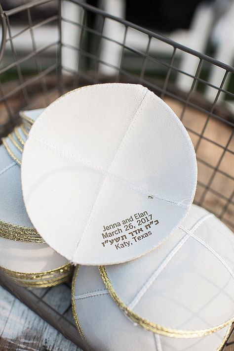 Jewish Wedding Kippah, Wedding Kippot Display, Wedding Ideas Jewish, Jewish Wedding Decor, Wedding Yarmulke, Kippah Wedding, Kippot Wedding, Wedding Kippot, Jewish Wedding Dress