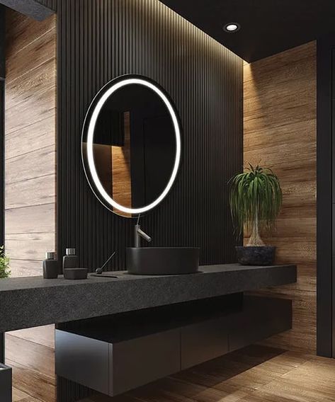 Mirror Tv, Electric Mirror, Contemporary Hotel, Lighted Mirror, Round Light, Clear Vision, Smart Tech, Dim Lighting, Task Lighting